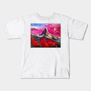 Purple Mountainscape. Matterhorn Kids T-Shirt